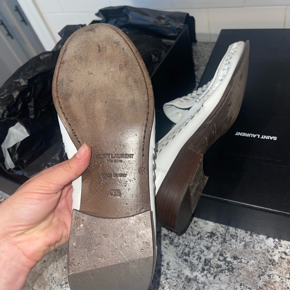 Saint Laurent only worn once white summer shoes. 43 1/2